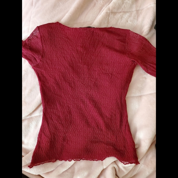 COPY - Vintage Ann Ferriday Maroon Pull Over Lace / Mesh / Stretch / Fairy Blou… - Picture 3 of 10